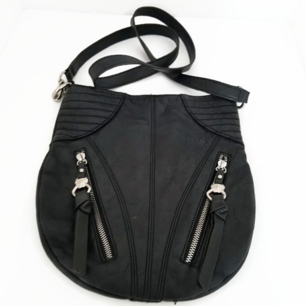 B. Makowsky Black Leather Cross-body Bag